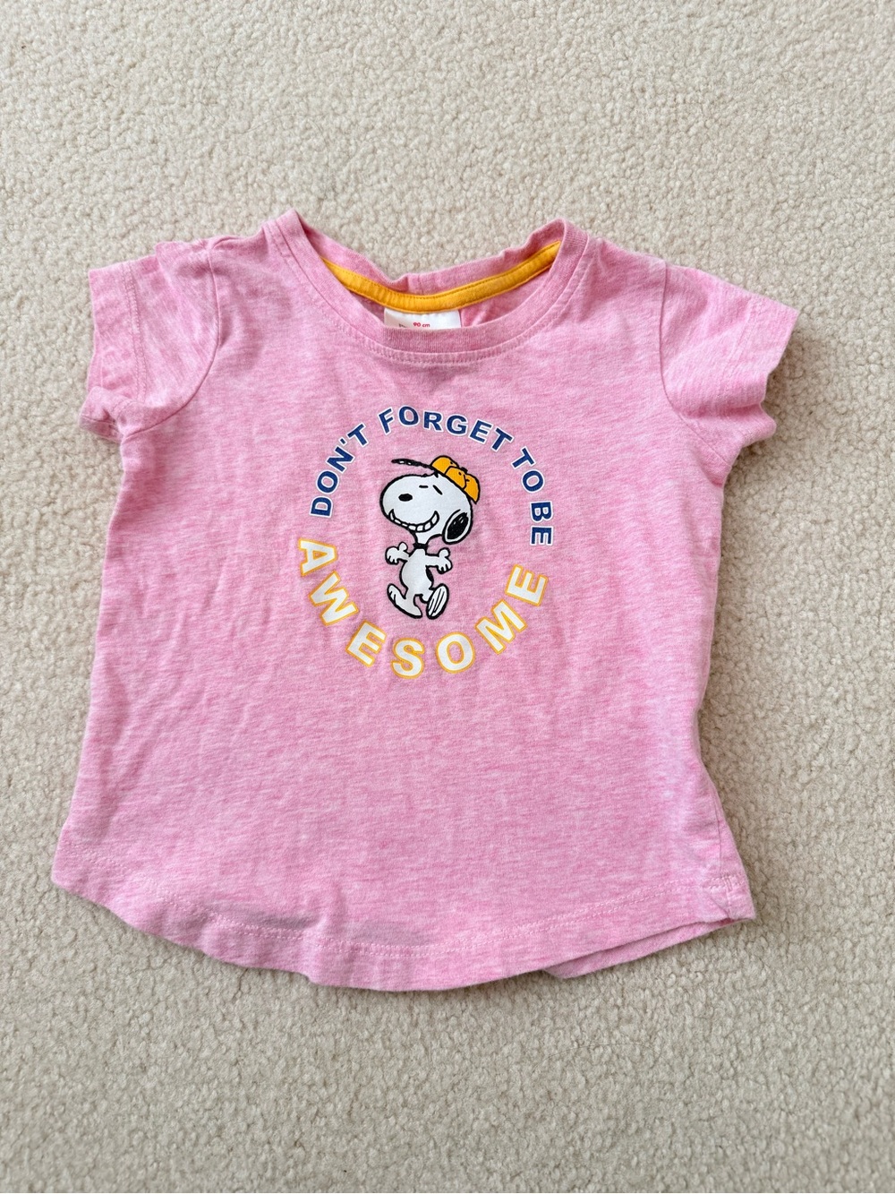 Hanna Andersson Pink Short-Sleeve Snoopy 'Don't Forget to Be Awesome' Tee